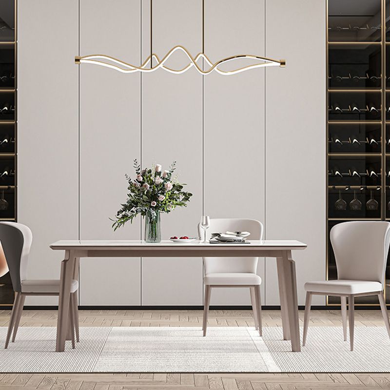 Modern Sintered Stone Top Table Rectangle Table with Metal Base