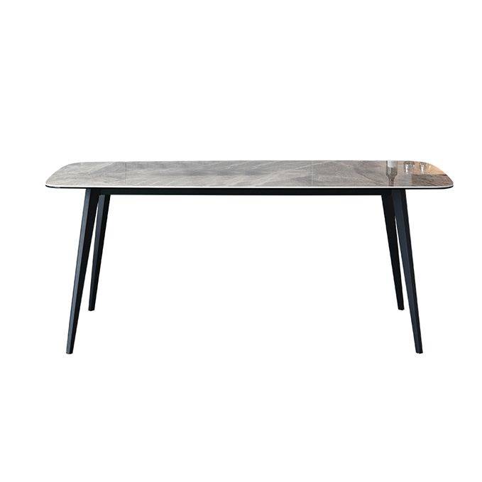 Contemporary Style Sintered Stone Dining Table with White Fixed Table and 4 Legs Base