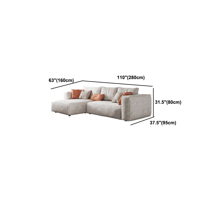 Faux Leather Square Arm Sofa with Chaise Modern Loose Back Sofa in Gray