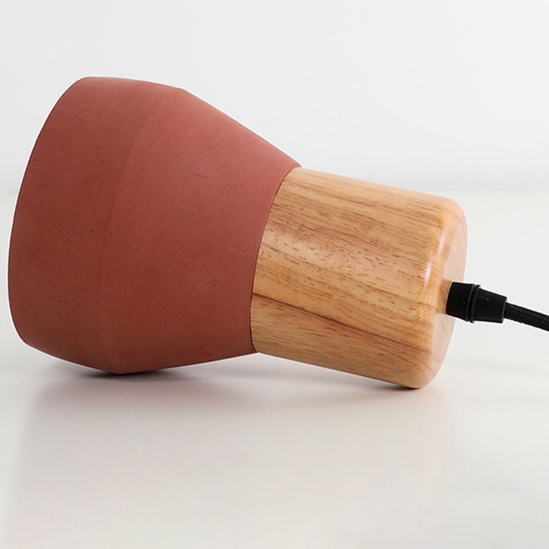 Shaded Suspension Pendant Light Minimalist Style Wooden Hanging Light Fixture for Restaurant