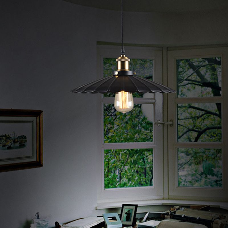 Lámpara colgante de hierro forjado de un solo colgante de color colgante industrial para cafetería para cafetería