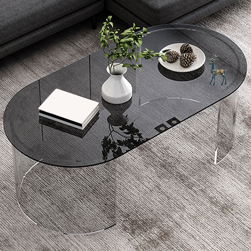 Modern Coffee Table 17.71" High Coffee Table with Acrylic 2 Legs