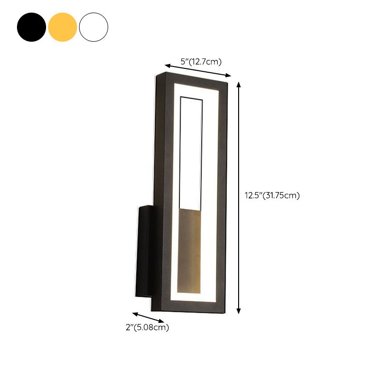 Rectangular Shape Wall Lamp Modern Style Metal 1 Lights Wall Light in White/Black