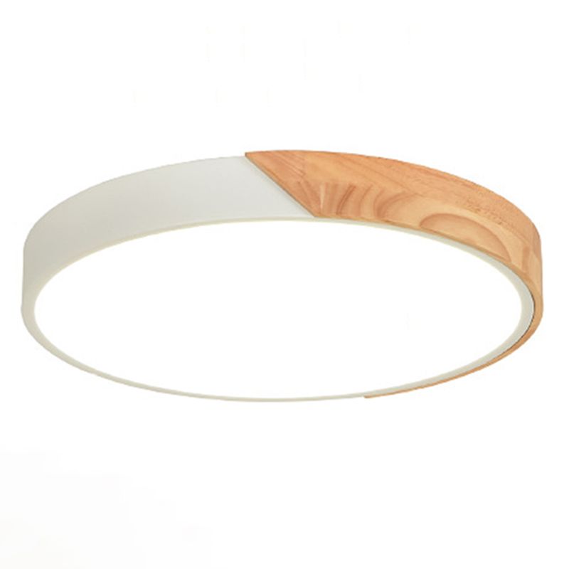 Houten ronde LED-inbouw in moderne Scandinavische stijl acryl Macaron-plafondlamp voor slaapkamer