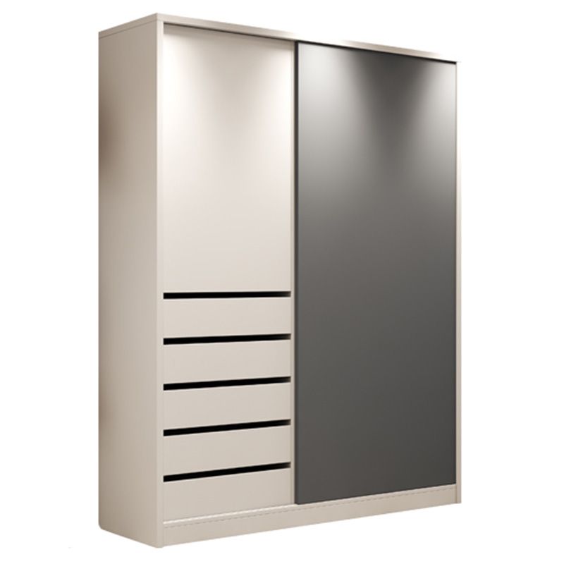 Modern Style Sliding Doors Armoire Wooden Storage Cabinet with Shelves