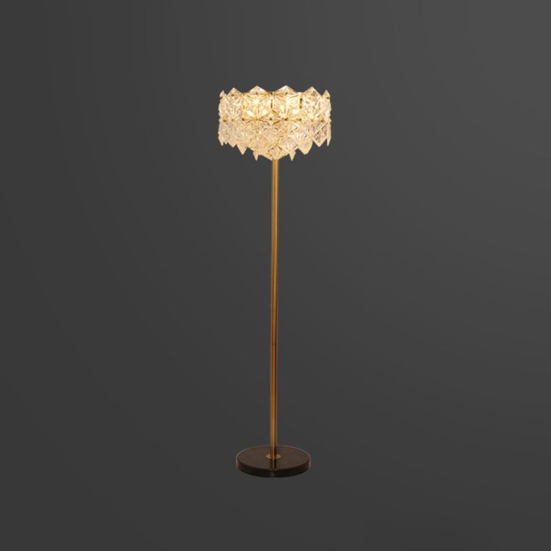 Snowflake K9 Crystal Floor Lamp Contemporary 6 Heads Gold Standing Light for Living Room