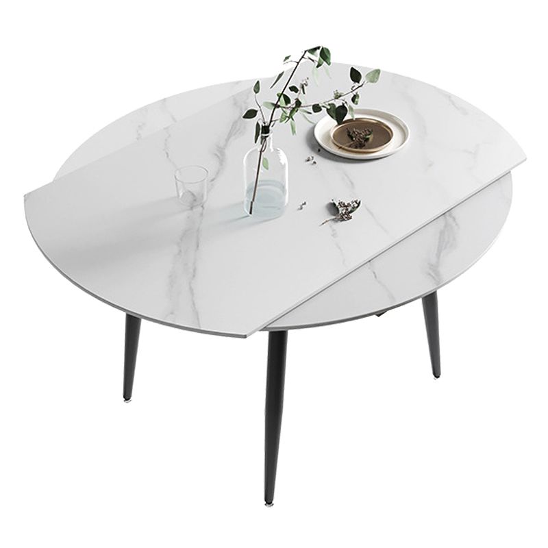 Uitschuifbare ronde tafel van gesinterd stenen blad voor restaurant Moderne eettafel met 4 poten