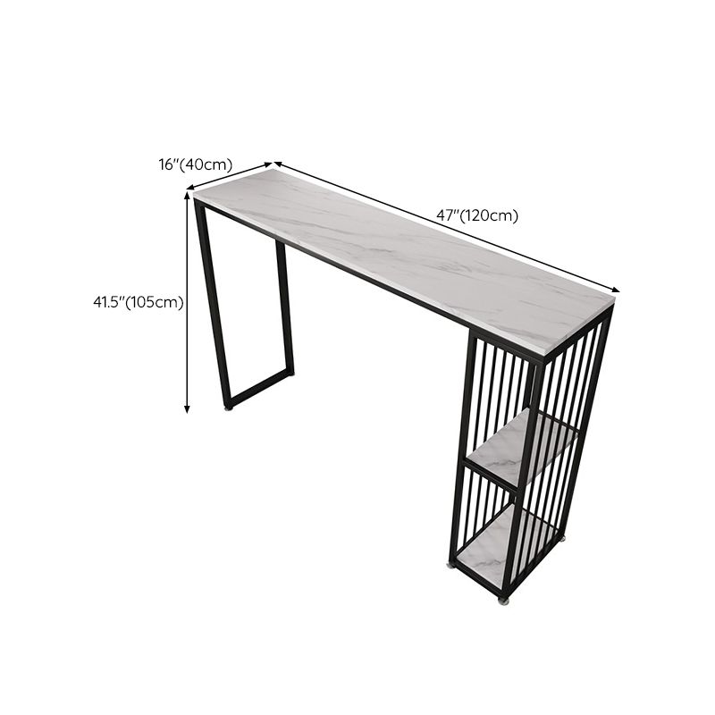 Contemporary Rectangle Bar Table Faux Marble Bar Dining Table with Storage