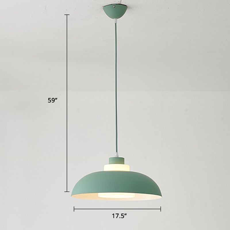 Bol en aluminium plafonnier pendrier léger macaron à la lampe à bulbe unique avec insert de l'ombre acrylique