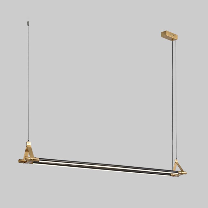 Modern Black/Golden 2-Light Kitchen Island Lighting Metal Island Pendant Lighting