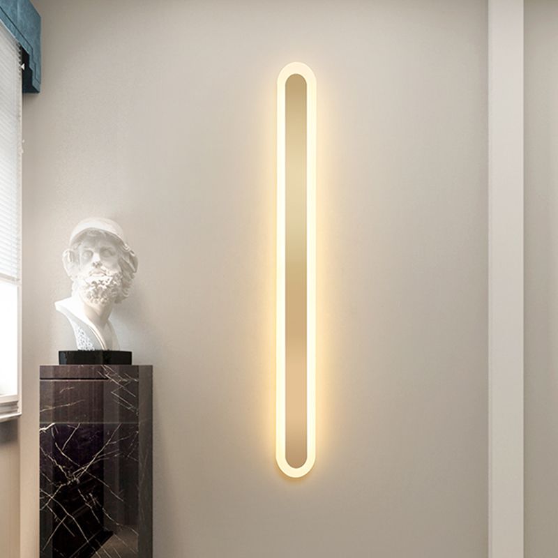 Linear Shape Metal Wall Light Modern Style 1-Light Wall Mounted Light Fixture in Gold