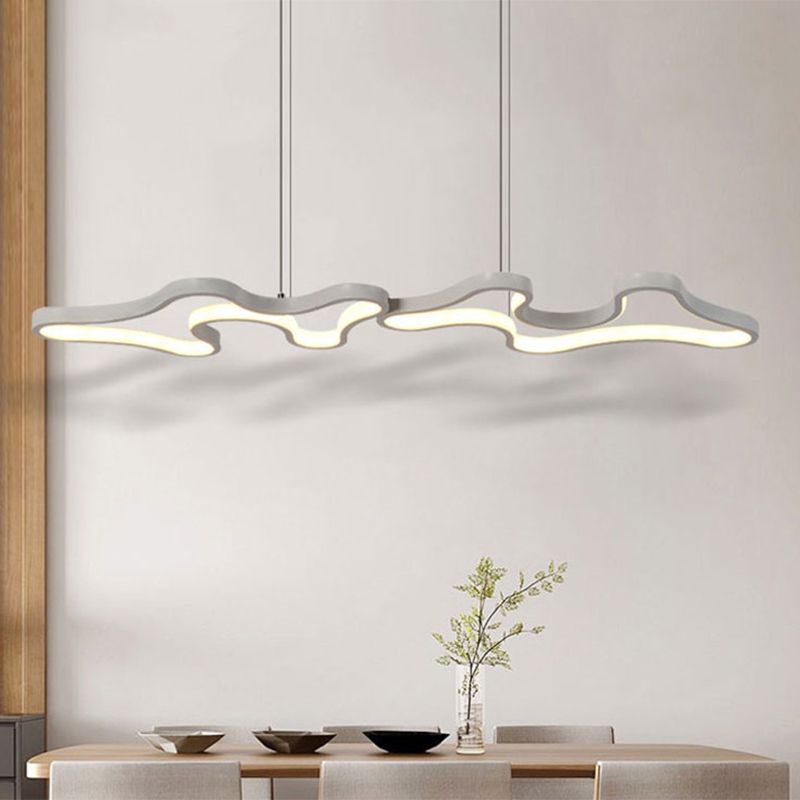 Cloud-Like Frame Metal Island Light Contemporary Black/White LED Pendant Lighting Fixture