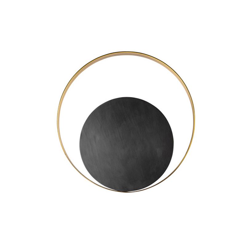 Black and Gold Single Wall Lamp in Modern Simplicity Copper Circular Wall Light for Interior Spaces