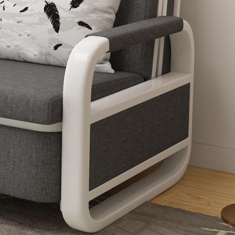 Fabric Square Arms Futon Sleeper Sofa Pillow Included Loveseat