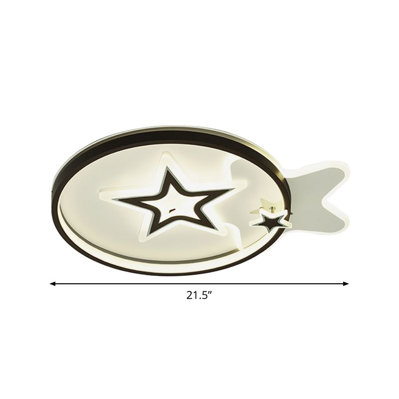 Loving Heart/Star Flushmount Lighting Contemporary Acrylic LED Black Ceiling Light Fixture for Sleeping Room