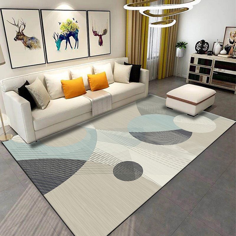 Creative Geometry Print Area Rug Polyester Indoor Carpet Pet Friendly Rug for Home Decoration