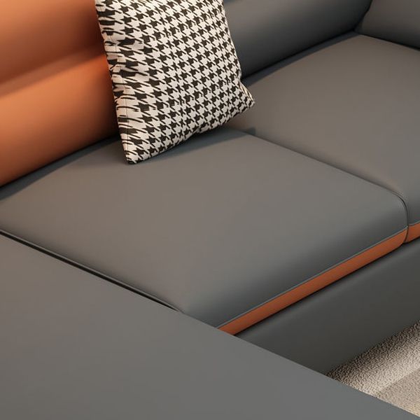 Faux Leather Sectional Sofa 29.52" High Recessed Arm Sectional Sofa, Stain-Resistant