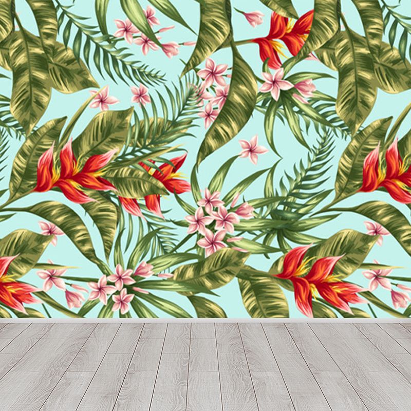 Waterproof Flowers and Leaves Mural Modern Non-Woven Wall Art, Custom Size Available
