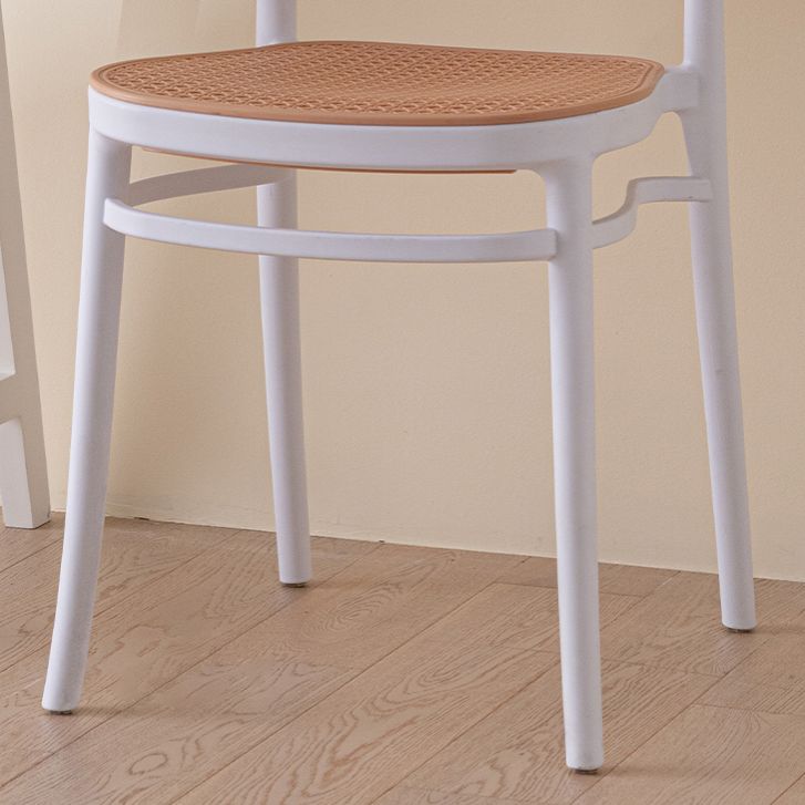 Silla sin brazos de comedor de plástico moderno, silla lateral de comedor con respaldo abierto para uso en restaurantes