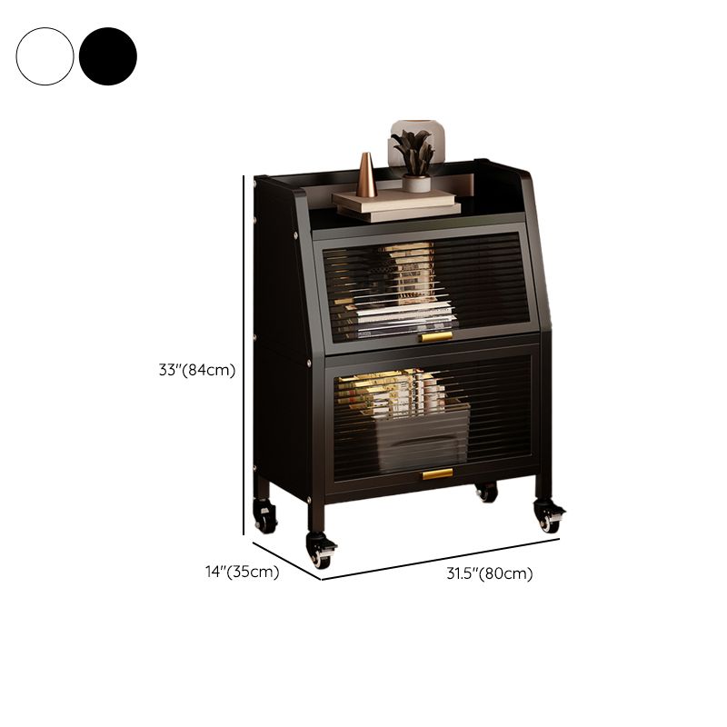 Metal Standard Bookshelf Contemporary Closed Back Bookcase with Cabinets