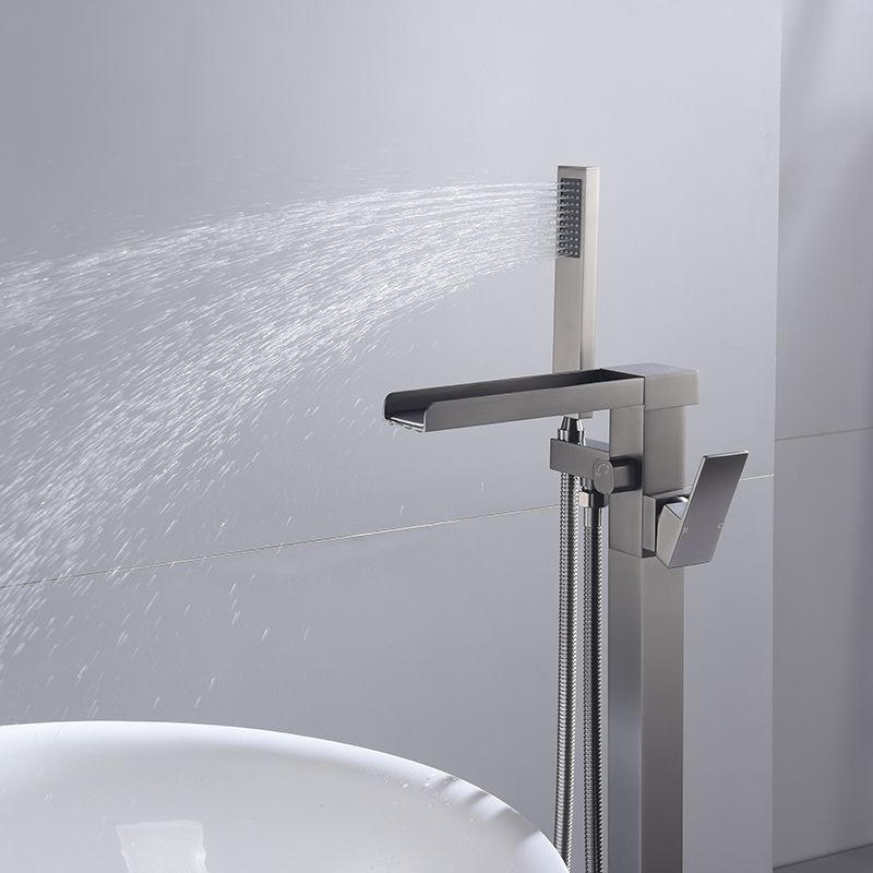 Modern Style Freestanding Tub Filler Floor Mount Freestanding Tub Filler with Hand Shower