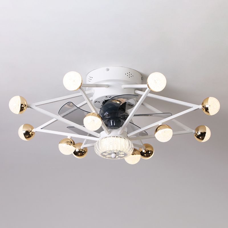 5-Blade-Stern-Wohnzimmerventilator Lampe Metall Nordic LED Semi Flush Deckenleuchte mit Fernbedienung, 28,5 "breit