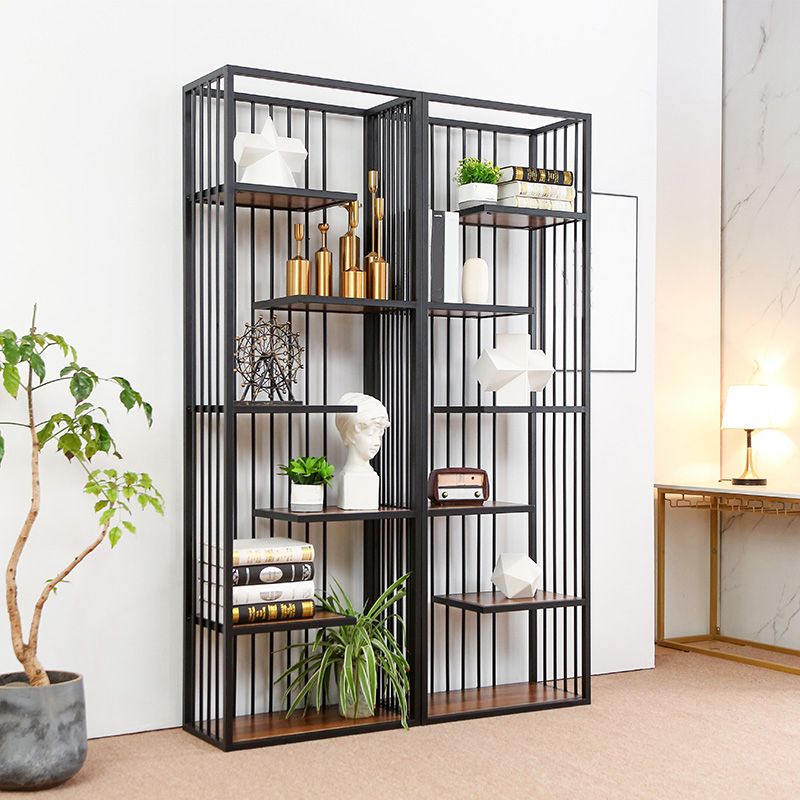 Light Luxury Standard Shelf Bookcase Metal 6-Tier Open Back Shelf