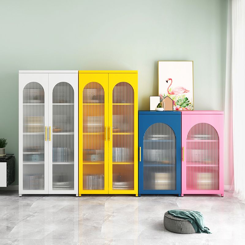 Scandinavian Metal Bookshelf Standard Closed Back Bookcase with Cabinets