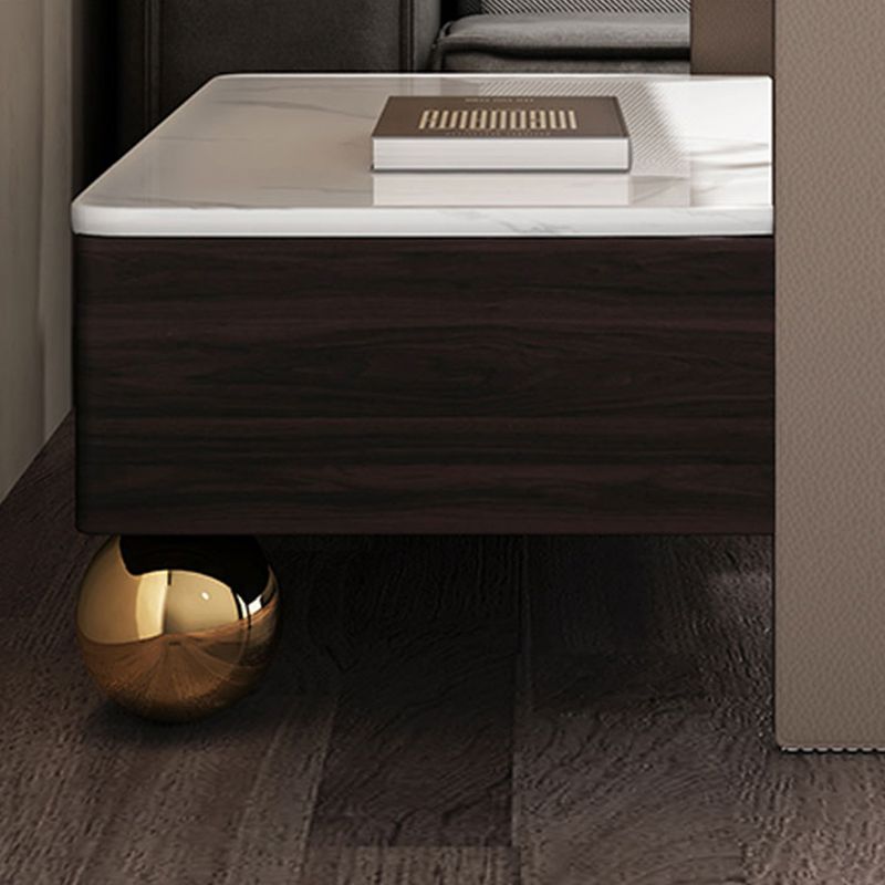 Wood Night Stand 18.9" Tall 1 - Drawer Nightstand with Tempered Glass Top