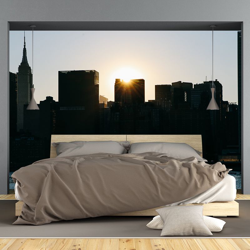 Whole City View Mural Wallpaper Water Resistant Wall Decor for Office Room