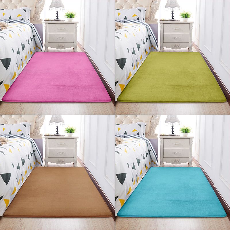 Casual Multi Color Modern Rug Synthetics Solid Color Carpet Anti-Slip Backing Stain-Resistant Rug for Bedroom