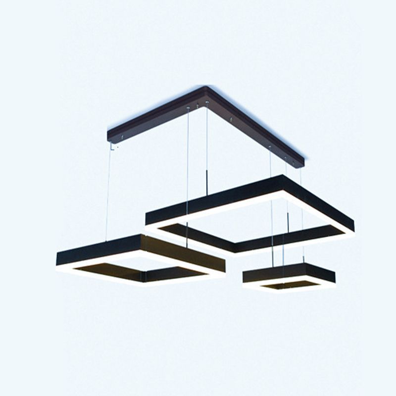 Rectangular Contemporary Chandelier Light Fixtures Restaurant Hanging Chandelier with Acrylic Shade