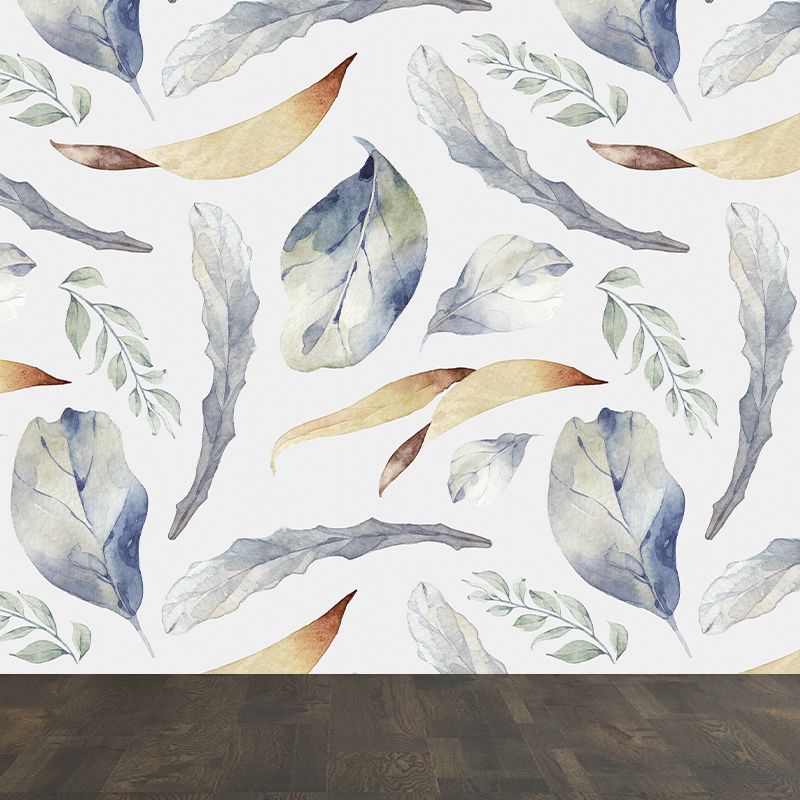 Contemporary Girls Mural Wallpaper Floral Design Light Color Wall Covering, Custom