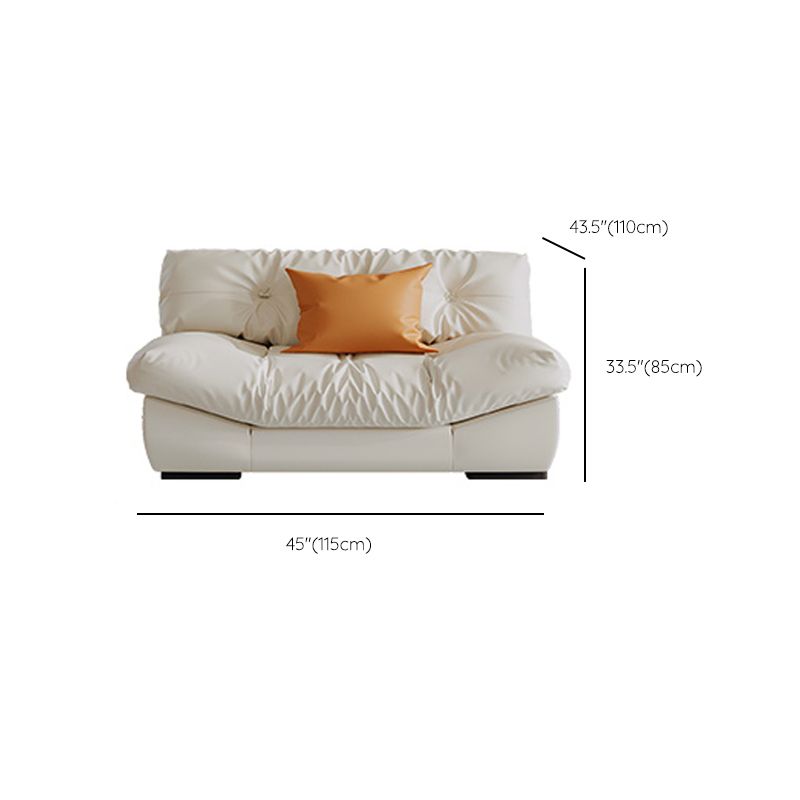 Scandinavian Seating White Tufted Fabric Armless Living Room Standard Settee