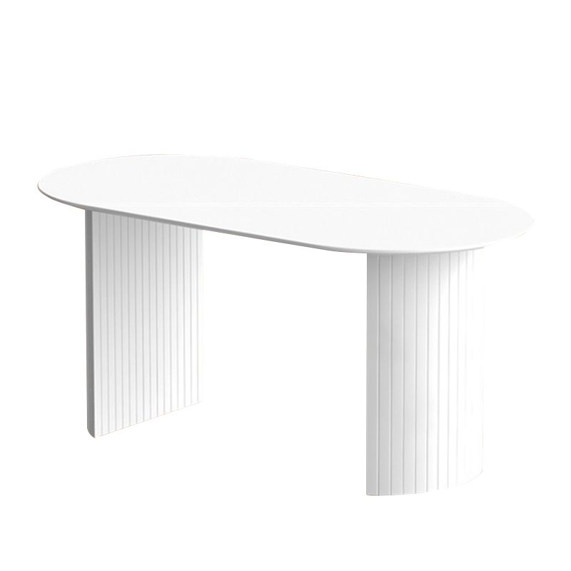 Modern Pine Wood Table for Restaurant White Oval Table with Double Pedestal