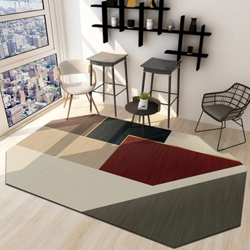 Geometric Shaped Color Block Rug Multi-Color Nordic Carpet Polypropylene Stain Resistant Pet Friendly Non-Slip Rug for Study Room