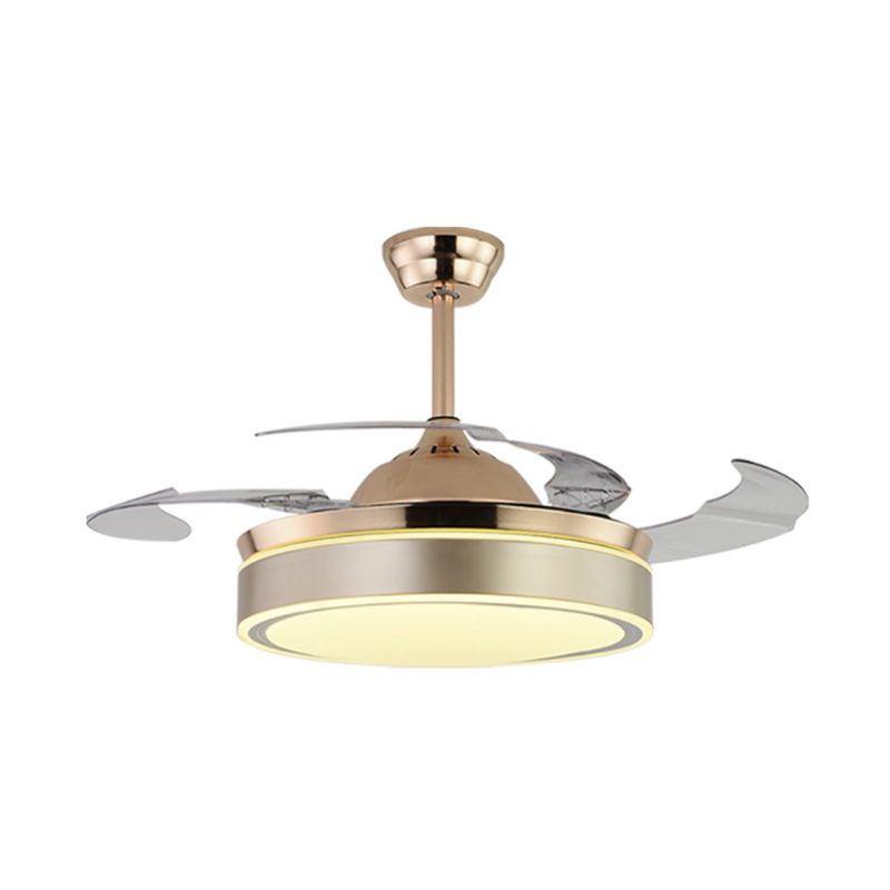 Acrylrunde 4 Klingen Anhänger Lüfterleuchte moderne LED -Semi -Flush für Schlafzimmer, 20 "breit