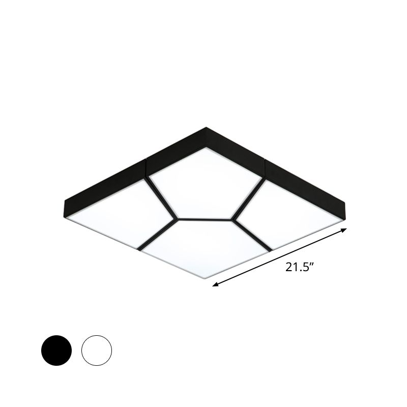 Squared/Rectangular Flush Light Modernism Acrylic 21.5"/38" W LED Bedroom Ceiling Mounted Light in Black/White, White/Warm Light