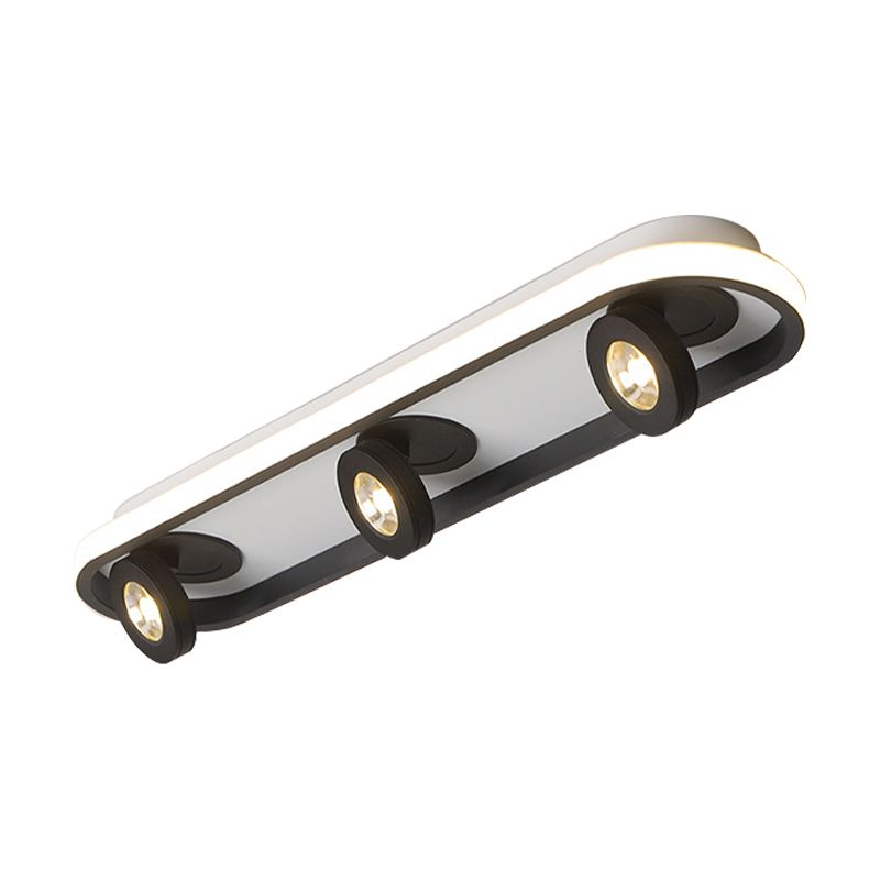 Rectangular Flush Lighting Modern Acrylic 4/6/8 Lights Black Flush Ceiling Lamp in Warm/White Light for Living Room