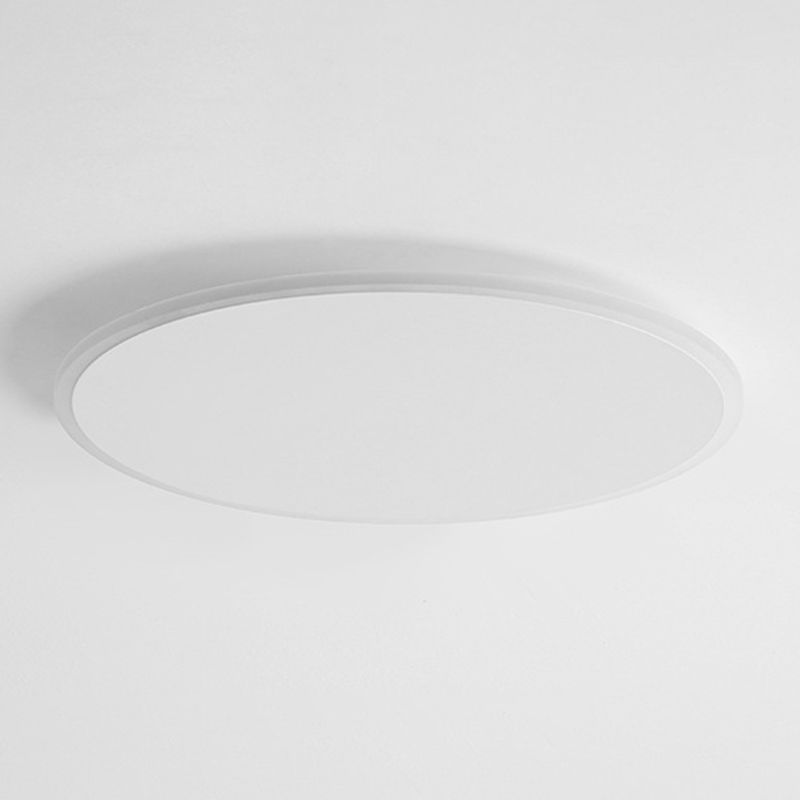 Modern Style Round Disc Led Flush Mount Fixture Metal 1 Light in white for Living Room