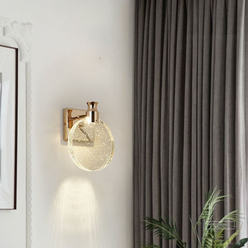 Postmodern Indoor Wall Light Gold Wall Light Sconces with Clear Crystal Shade
