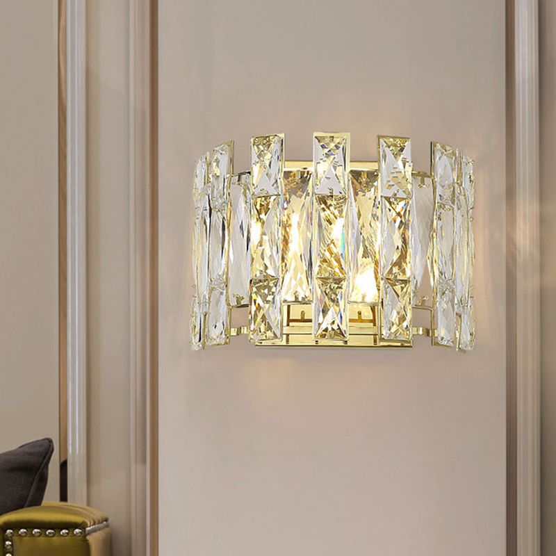 Clear Crystal Half Cilindri Sconce tradizionale 2 teste LED Apparecchiatura a parete LED, 7,5 "/10" W
