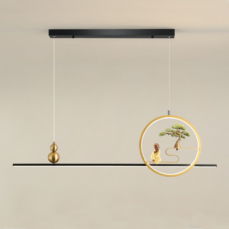 Metal Hanging Pendant Lights 2-Light Modern Linear Hanging Lamps for Tea Room