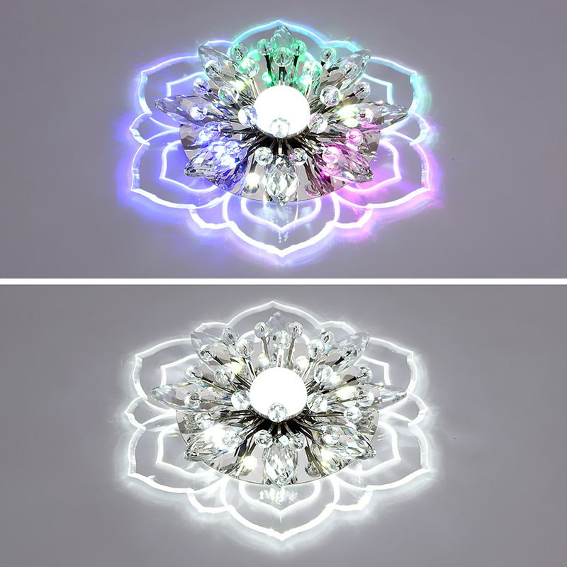 Modern Flower Ceiling Mount Light Fixture Crystal Ceiling Lights