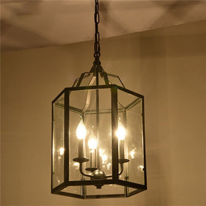 Candle Ceiling Hanging Light Fixture with Glass Shade for Dining Room Living Room