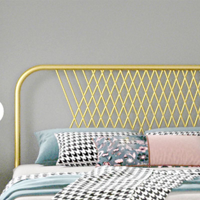 Glam Iron Headboard Bed with Open-Frame and Metal Legs Bed 47.24"