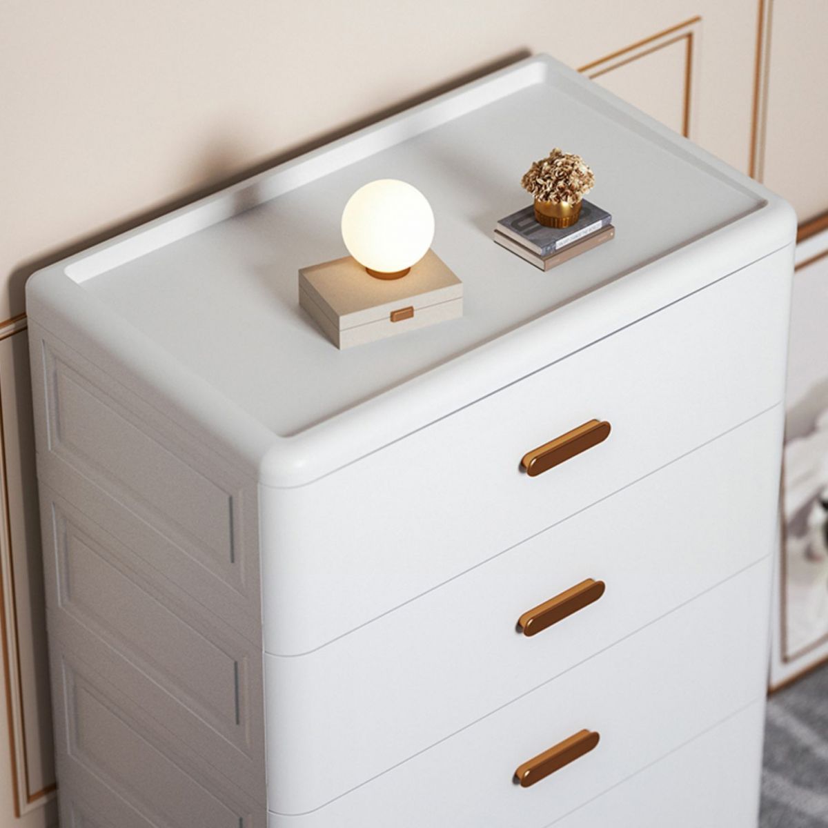 Modern Bedroom Matte Finish Cabinet Plastic Non-Hanging Armoire