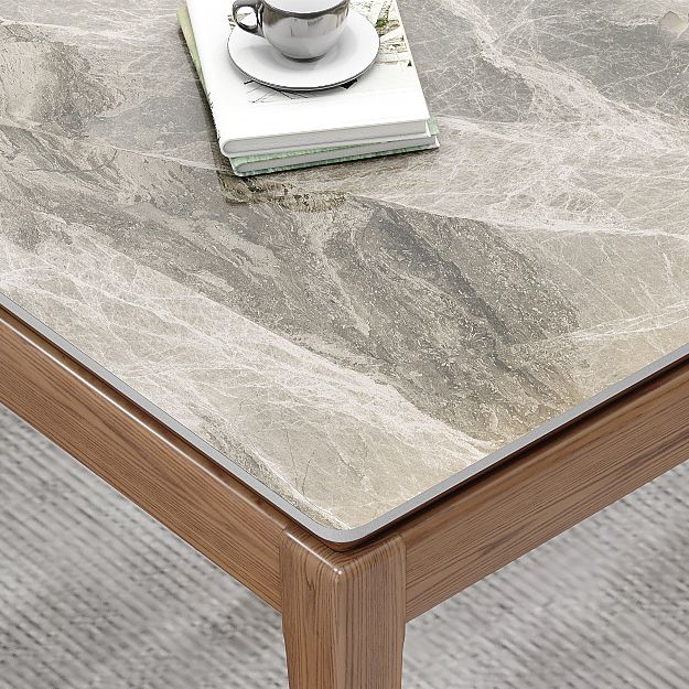 Midcentury Style Dining Table Rectangle Stone Dining Site Table for Home