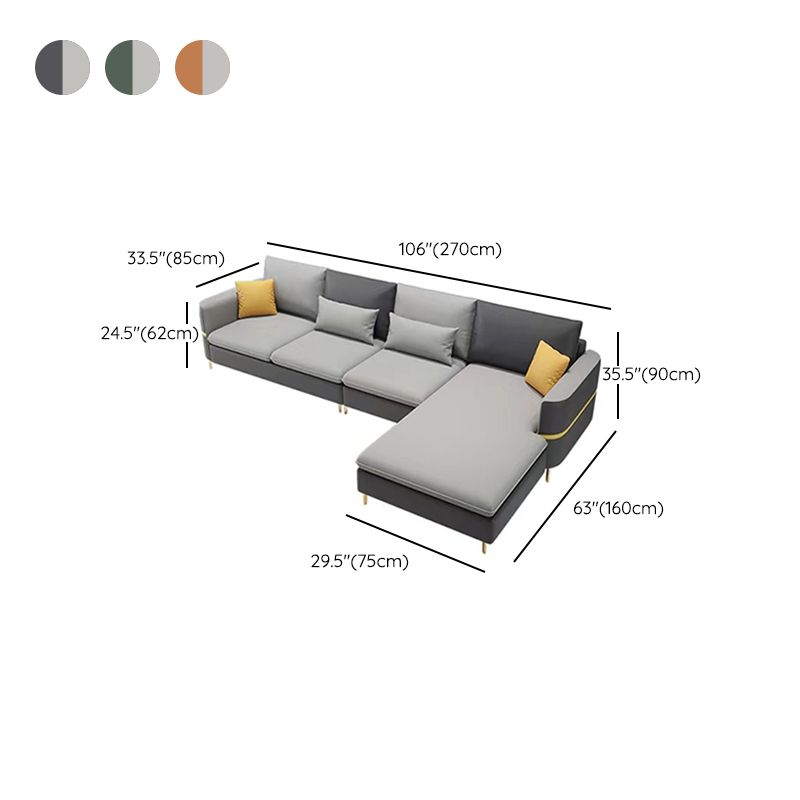 35.43 " H Faux Leather Square Arm Sofa & Chaise for Living Room