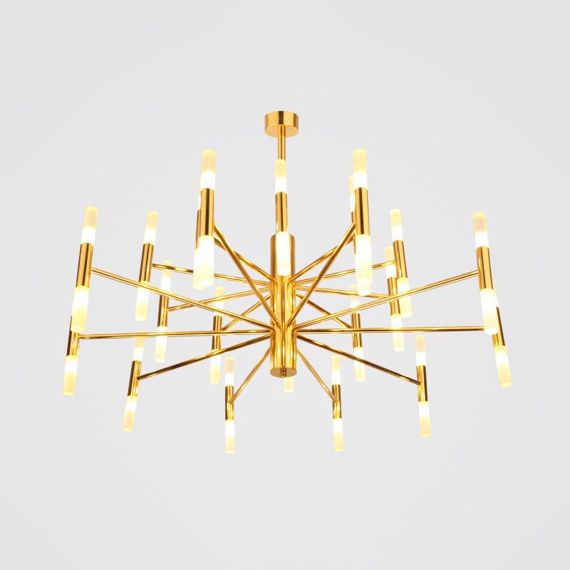 Metallic 2-Tier Slim Tube Anhänger minimalistischer 40-Kopf-Deckenkraut im Messing für Wohnzimmer